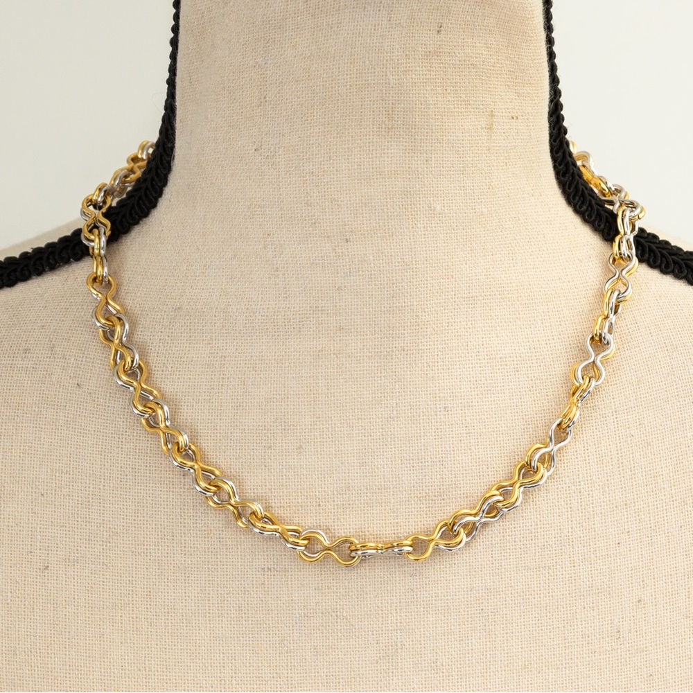 Mixed metal double status link necklace 2 tone gold over bronze Bronzo Italia